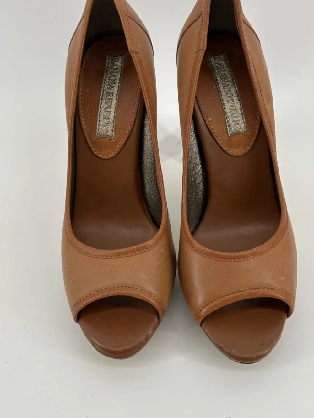 Banana Republic Tan Brown Peep-Toe High Heels